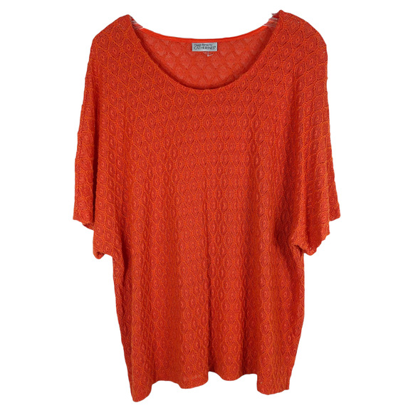 Maggie Barnes Tops - Maggie Barnes Plus Size 2X Blouse Top Orange Knit Short Sleeve Scoop Neck 1322